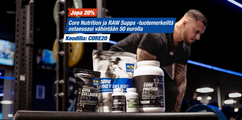 Jopa 20% Core Nutrition ja RAW Supps -tuotemerkeilt� |ostaessasi v�hint��n 50 �:lla